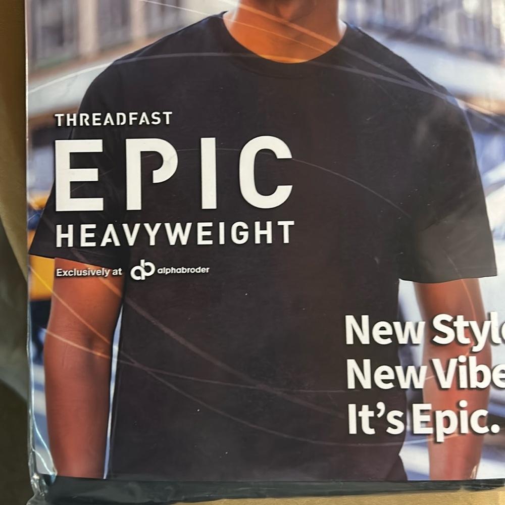 NWT THREADFAST APPAREL Epic Black Heavyweight T-Shirt by alphabroder L